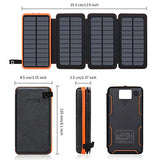 Solar Charger 25000mAh, FEELLE Solar Power Bank with 4 Solar Panels Outdoor Waterproof Solar Phone Chargers with Dual 2.1A USB Ports for Smart Phone, Tablets, Camera, etc.
